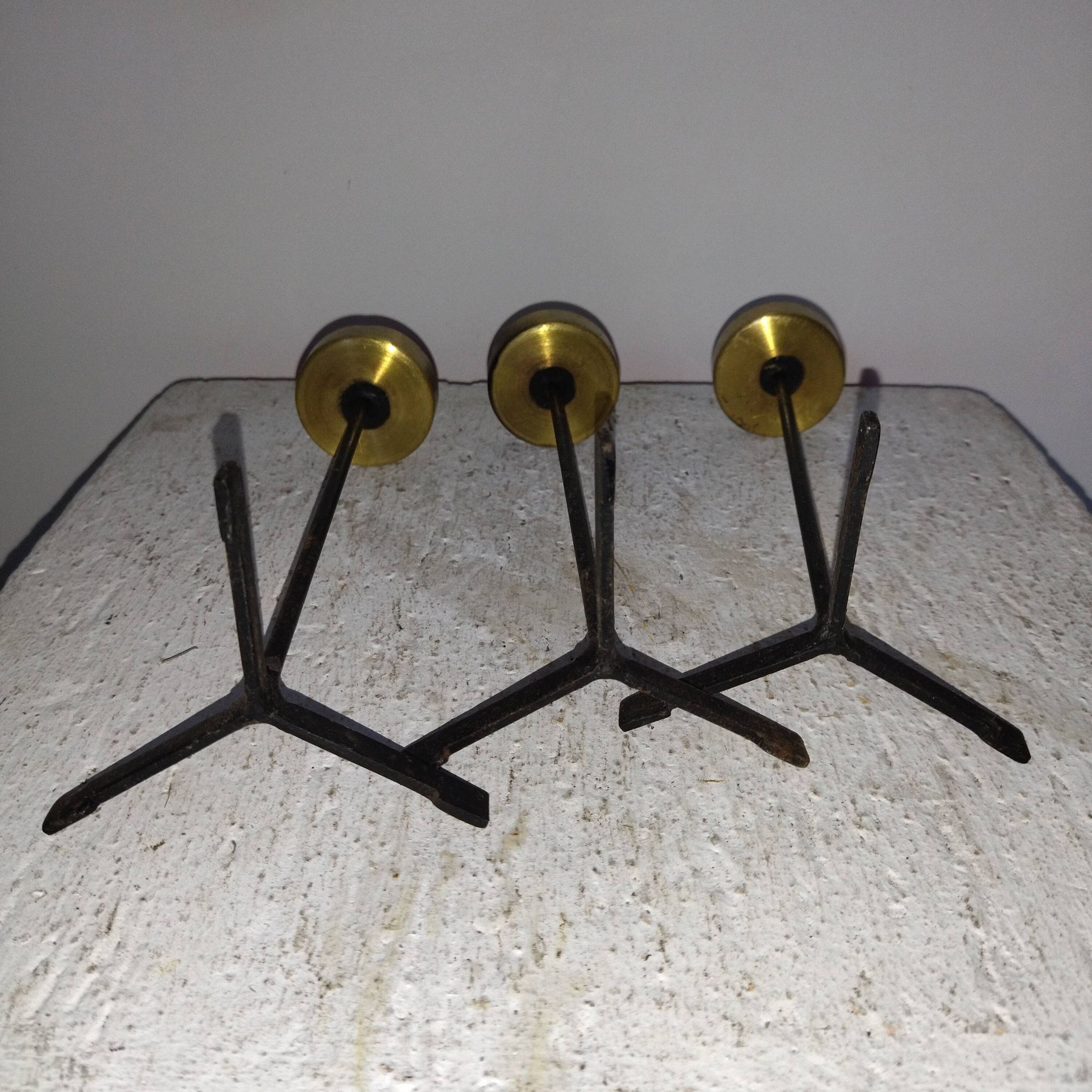 Bougeoir chandelier laiton doré années 50 60