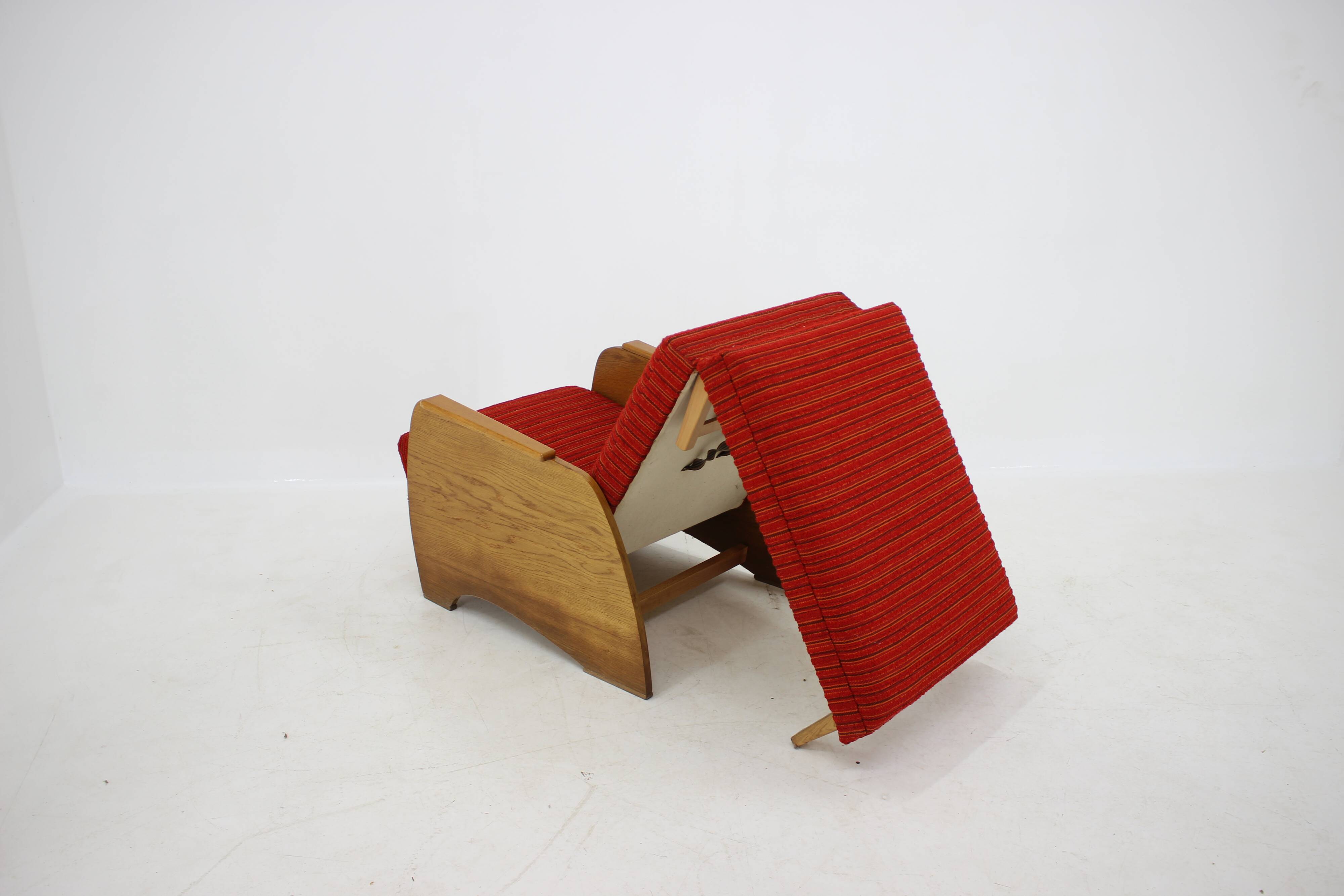 1960s Armchair convertible to Daybed, Czechoslovakia