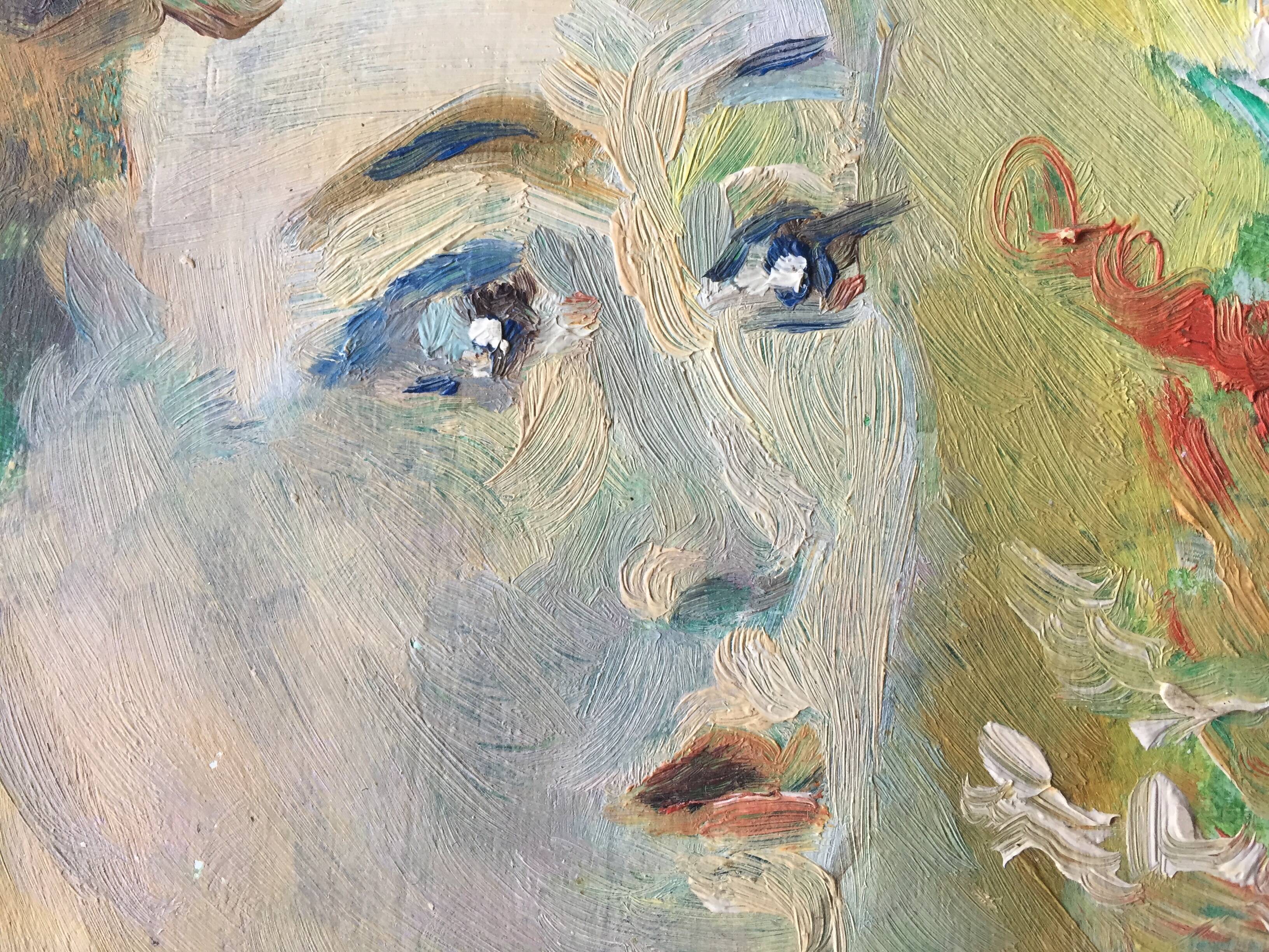 Huile sur bois portrait jeune femme 1948
