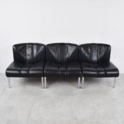 Vintage leather and chrome eurochair lounge chairs by Girsberger, 1970s