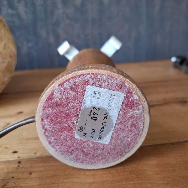 Paire de lampes bois et osier 70/80's