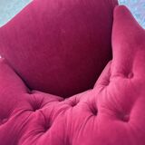Burgundy velvet armchair – tufted – timeless charm