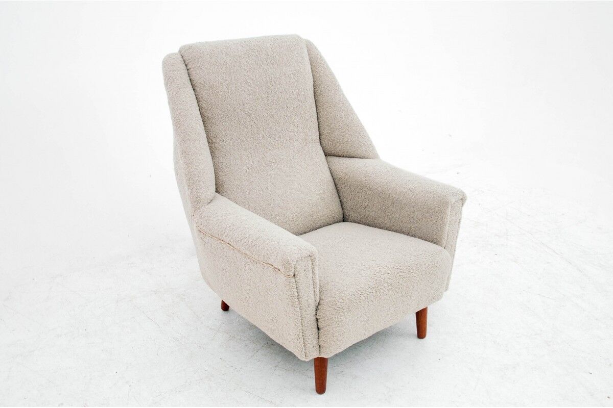 Beige Bouclé Armchair, Danish Design, 1960s