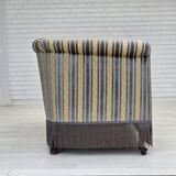 1960s, Danish 3-seater sofa, blue/beige furniture velour, beech wood legs.