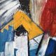 Abstract cubist houses, oil on canvas signed