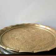 Islamic art brass tray with calligraphy & ornaments
