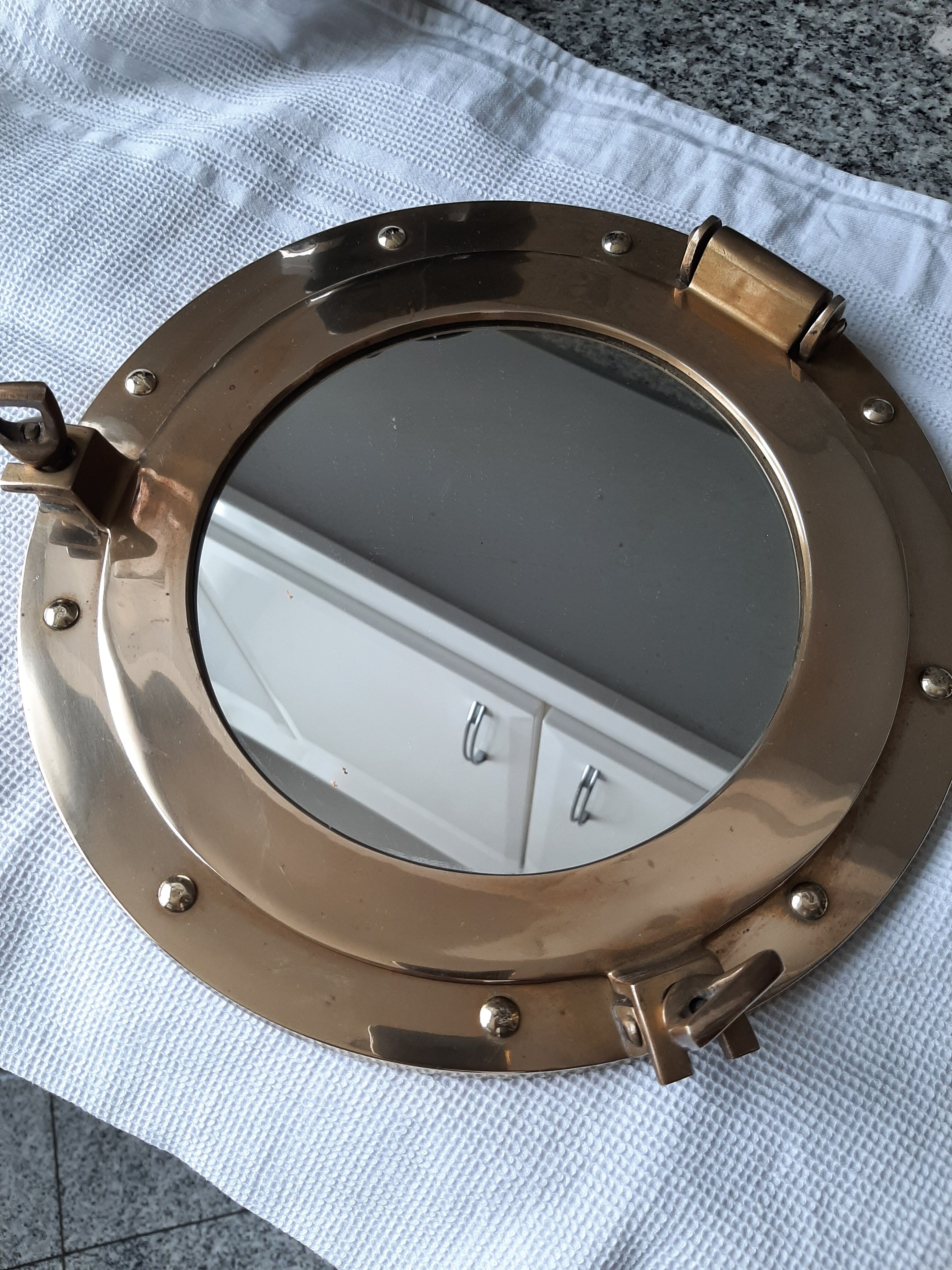 Brass porthole mirror