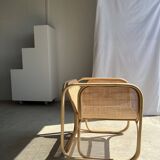 Amsterdam rattan armchair with U-shaped armrest, squared canework