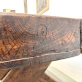 Table Brutaliste en Chêne Massif, Art Populaire (Vers 1900)