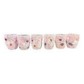 Contemporary Modern Pink Spot With Murrine Murano Glasses- Set of 6