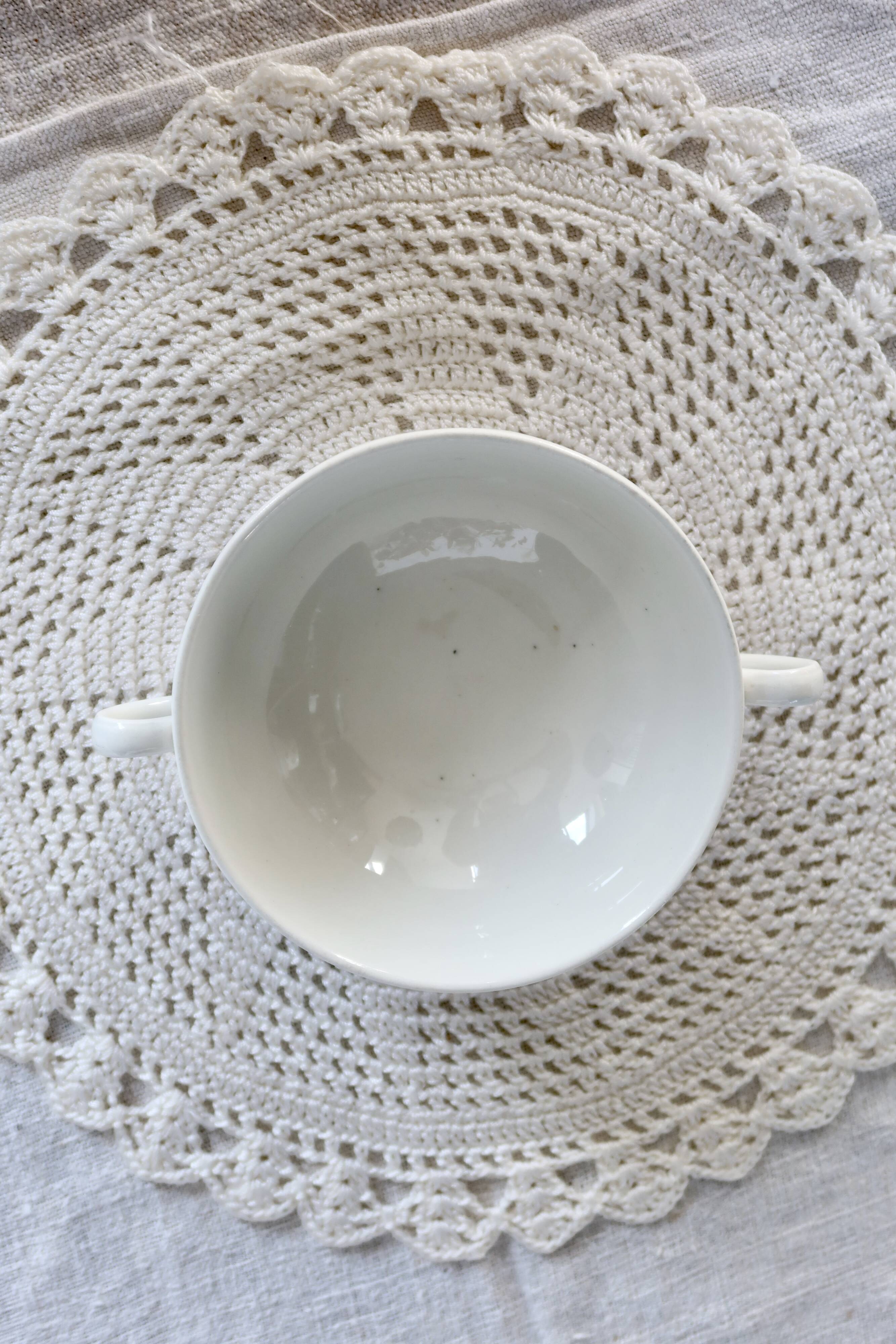 Vintage cup with double handles & saucer – Royal Tudor “Bouquet” blue