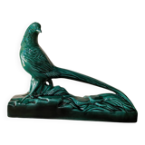 Art Deco Pheasant in Green Ceramic