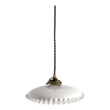 Opaline white lace edges transparent spun glass