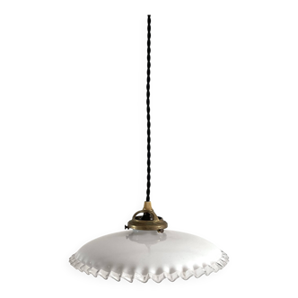Opaline white lace edges transparent spun glass