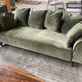 2 Kaufman 3-seater sofas in green velvet by NV Gallery