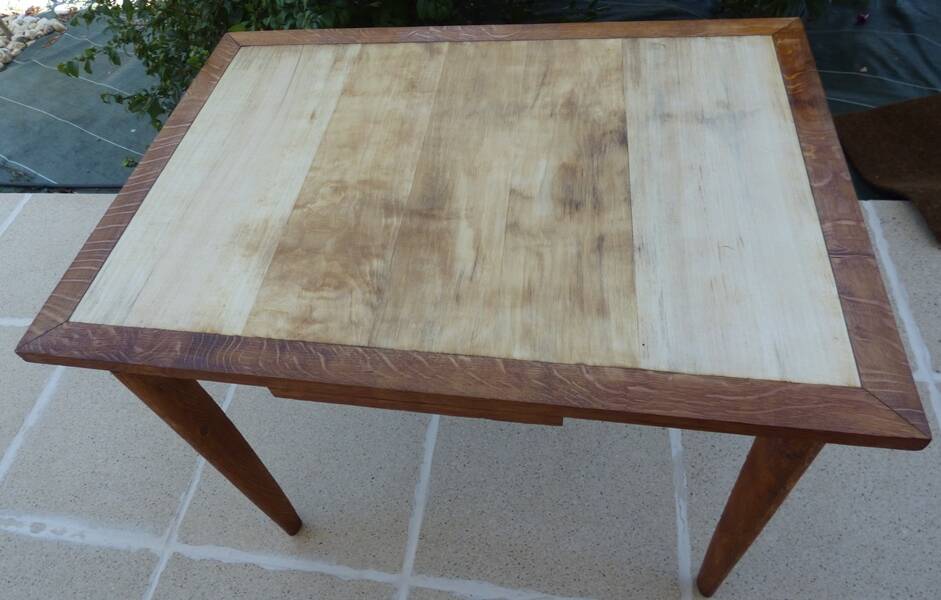 Italian wooden table with 2 extensions from 90 cm to 150 cm, completely restored