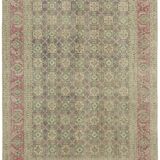 Hand-Knotted Persian Antique 1970s 241 cm x 340 cm Beige Wool Carpet