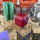 Space age red Ice Bucket, Guzzini Italy, ca. 1970s