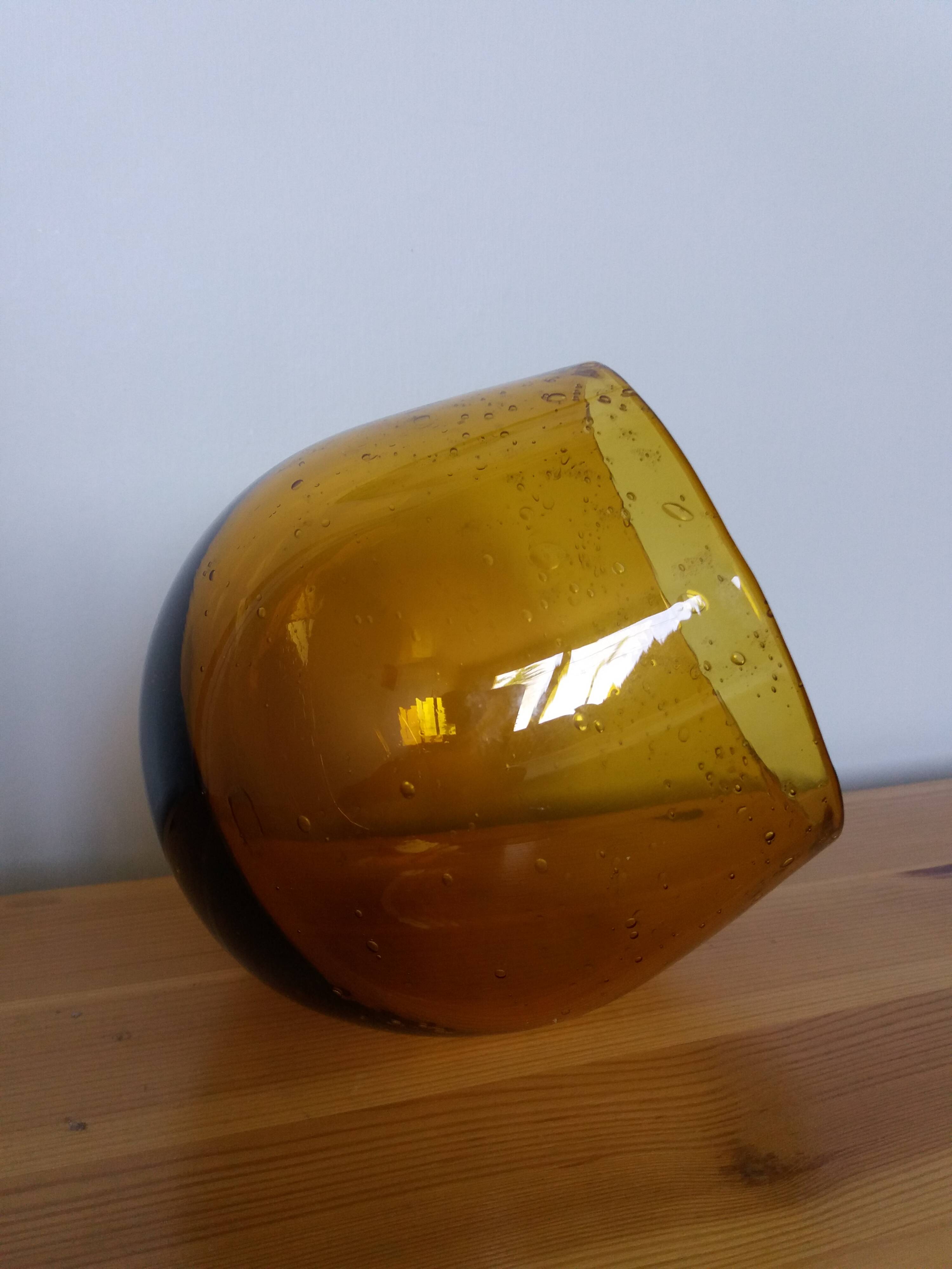 Blown bubble glass vase by Biot