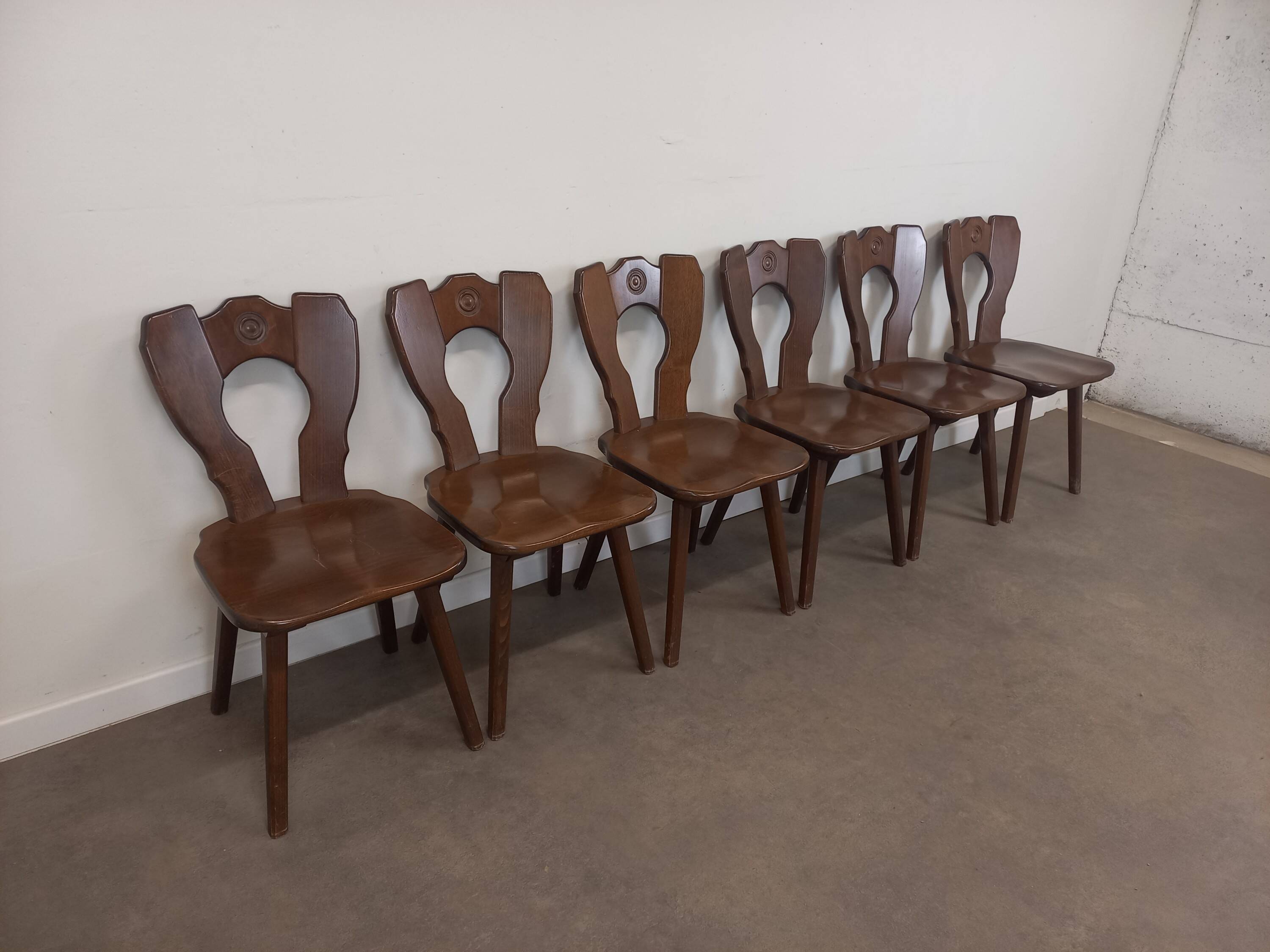 Set of 6 brutalist bistro chairs