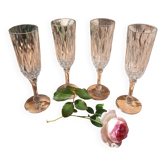 4 antique champagne flutes