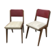 Lot de 2 chaises vintage bois et simili cuir