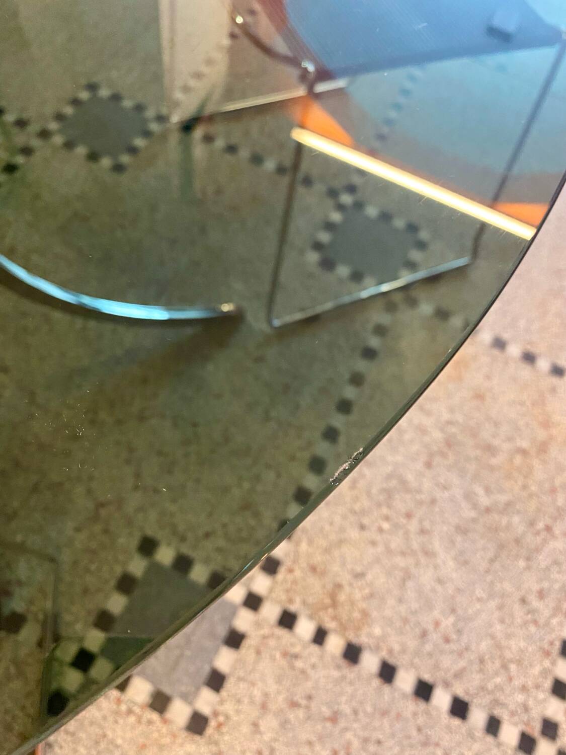 Italian round table in smoked glass 1970 Giotto Stoppino style