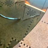 Italian round table in smoked glass 1970 Giotto Stoppino style