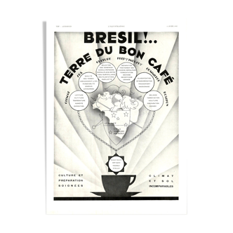 Affiche vintage années 30 Café du Brésil