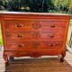Majestic Louis XV Chest of Drawers in Walnut and Royal Red Marble – 19th Century