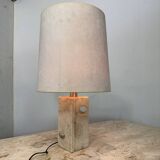 Mid Century Modernist Brutalist Italian Travertine table lamp, 1960s