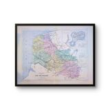 Pas-de-Calais, old map, printed in 1883.