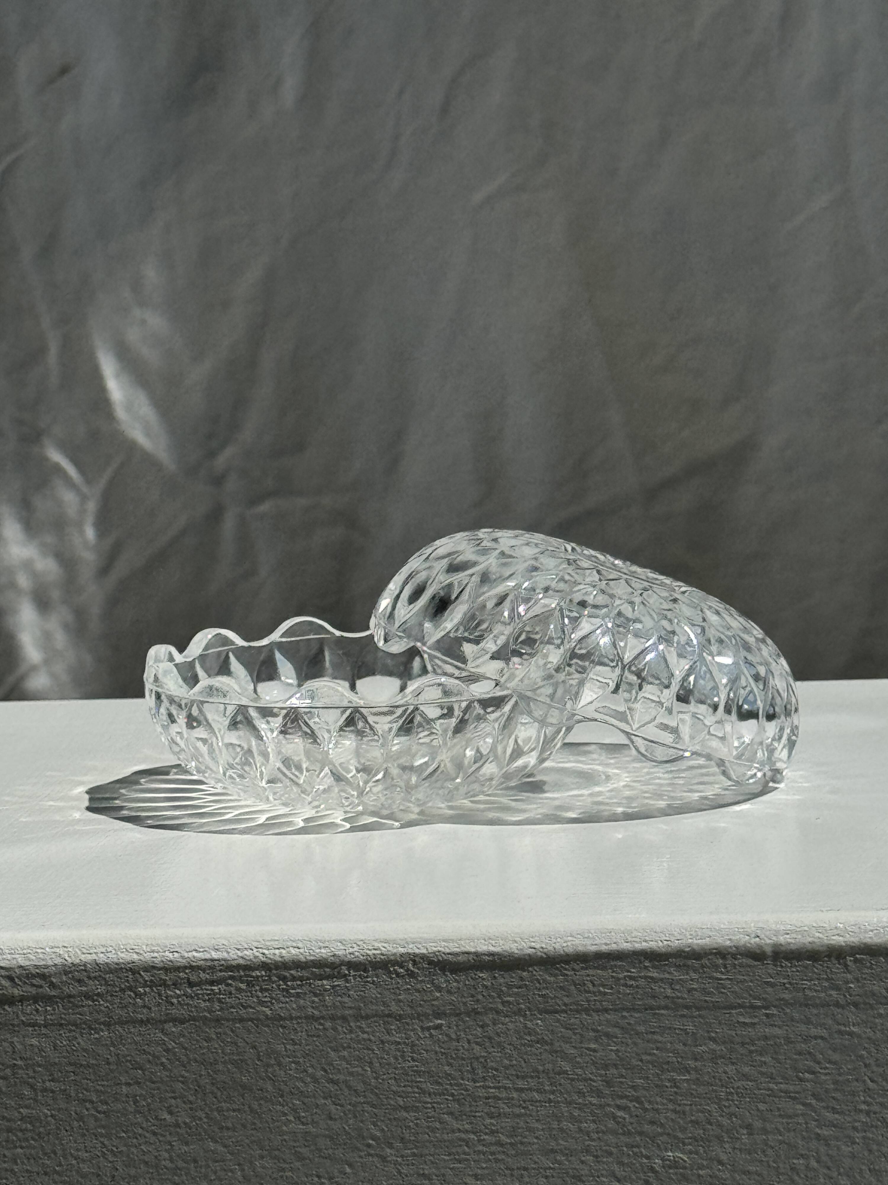 Small glass candy box Cristal d'Arques France