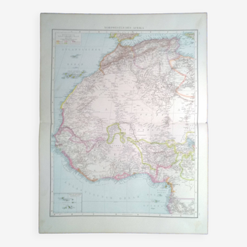 Une carte de géographie issue Atlas Richard Andrees année 1887Afrique du Nord Afrika