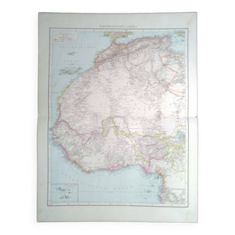 Une carte de géographie issue Atlas Richard Andrees année 1887Afrique du Nord Afrika