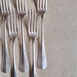 Set of 10 silver metal forks