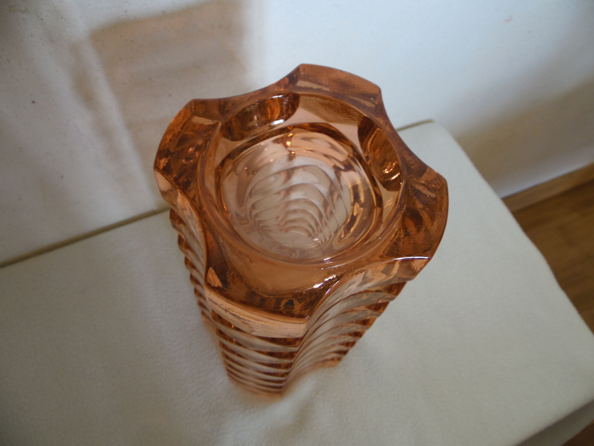 Cut glass vase pink blush