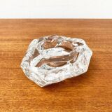 Mid-century Scandinavian heavy frosted glass table and ashtray, 1960s, set of 2.