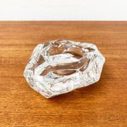 Mid-century Scandinavian heavy frosted glass table and ashtray, 1960s, set of 2.