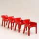 Set de 4 fauteuils "Gaudi" rouges de Vico Magistretti pour Artemide