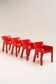 Set de 4 fauteuils "Gaudi" rouges de Vico Magistretti pour Artemide