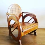 Colonial armchair in wood and bamboo