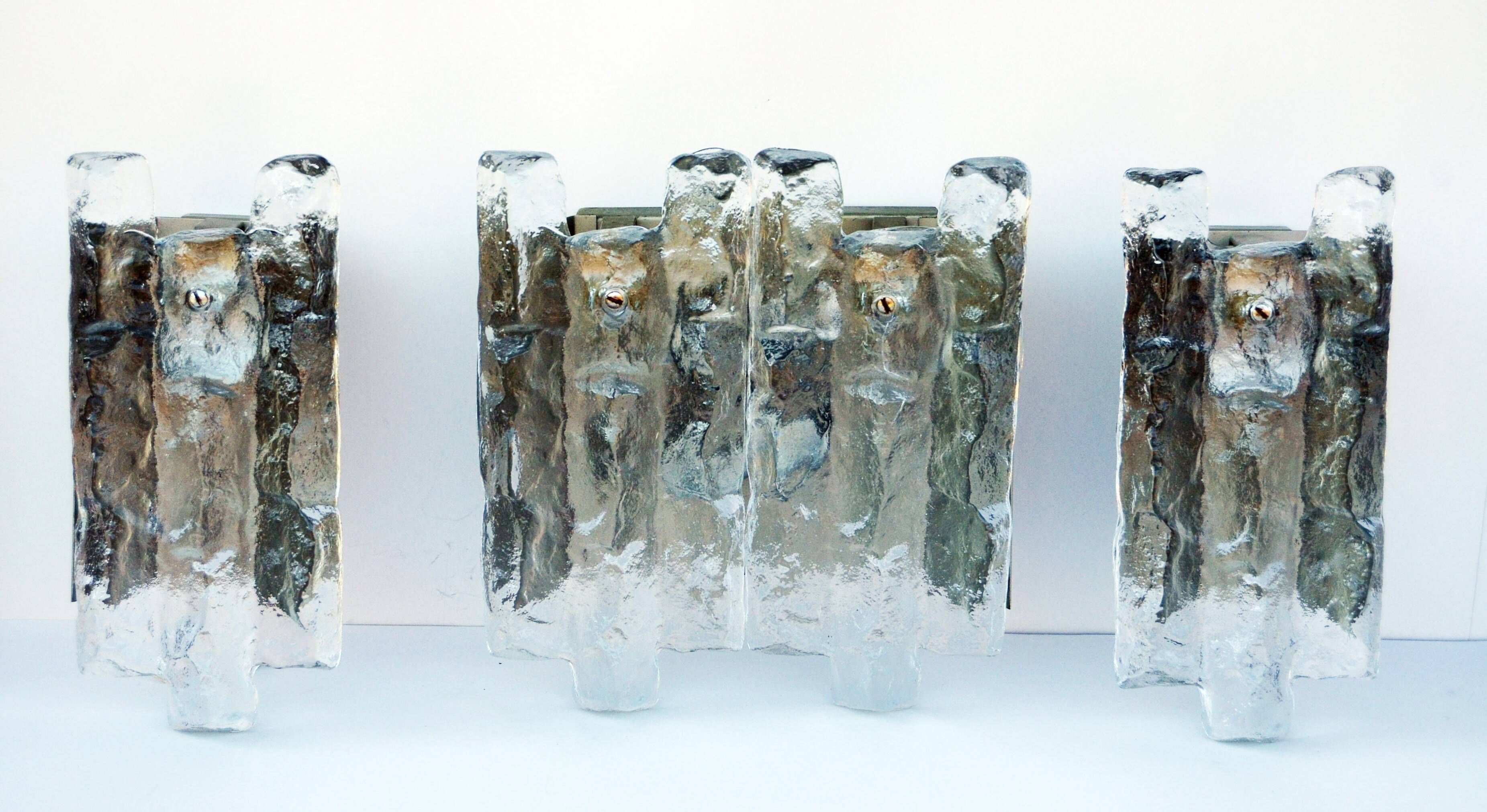 Lot of 3 J. T. Kalmar Sconces Light Wall Mounted Brutalist Mid Century  - 2 pieces are 25cm X 12 cm