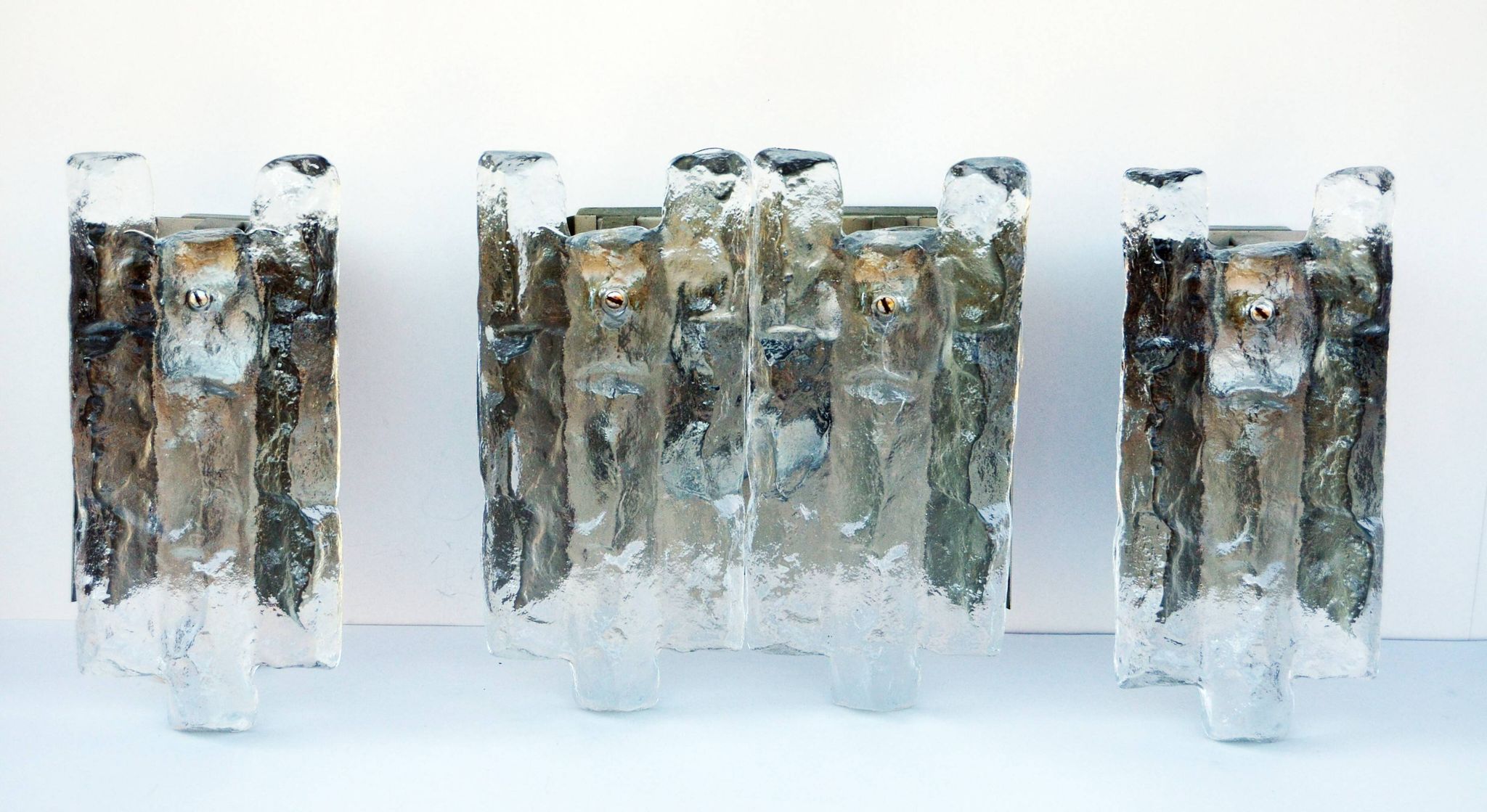 Lot of 3 J. T. Kalmar Sconces Light Wall Mounted Brutalist Mid Century  - 2 pieces are 25cm X 12 cm