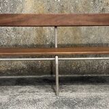 Three tubular and solid wood benches, boarding school, vintage, 1950s