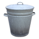 Old galvanized zinc trash can with lid