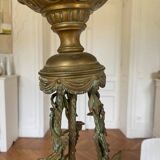 Lustre 19e siècle éléctrifié . Verre dépoli et Bronze