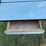 Blue formica table with extensions