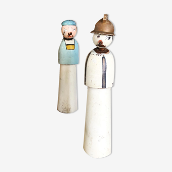 Pair of wooden characters