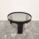 1970s Mid-Century Modern Black Coffee Table with Smoked Glass Top